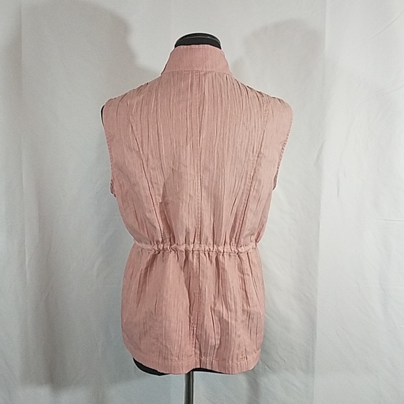 Christopher & Banks Red Wash Button Front Tie Waist Vest - Picture 7 of 8